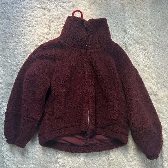 Lululemon Cinchable Fleece Zip-Up Size 8 maroon burgundy - Picture 2 of 7